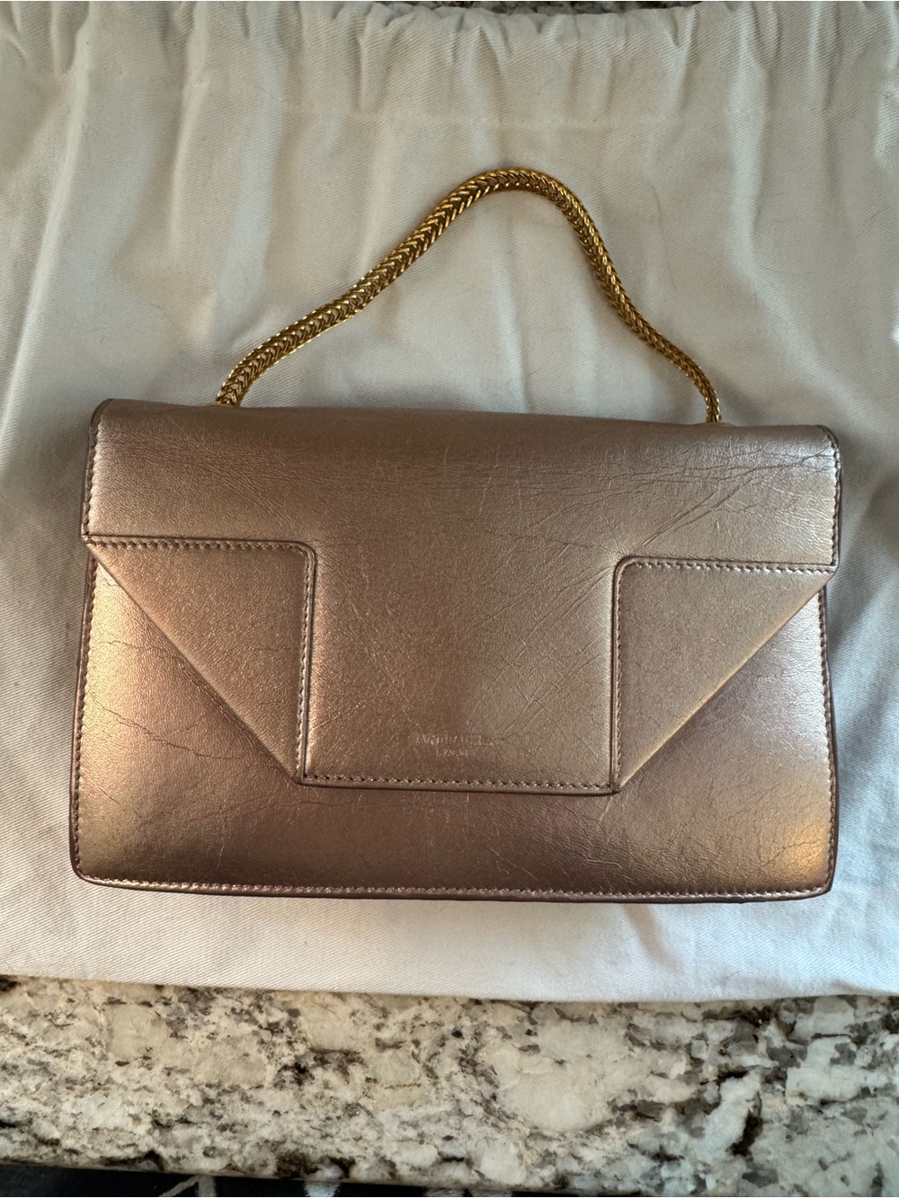 Yves Saint Laurent Metallic Rose Crossbody Bag with Gold Chain - Picture 3 of 13